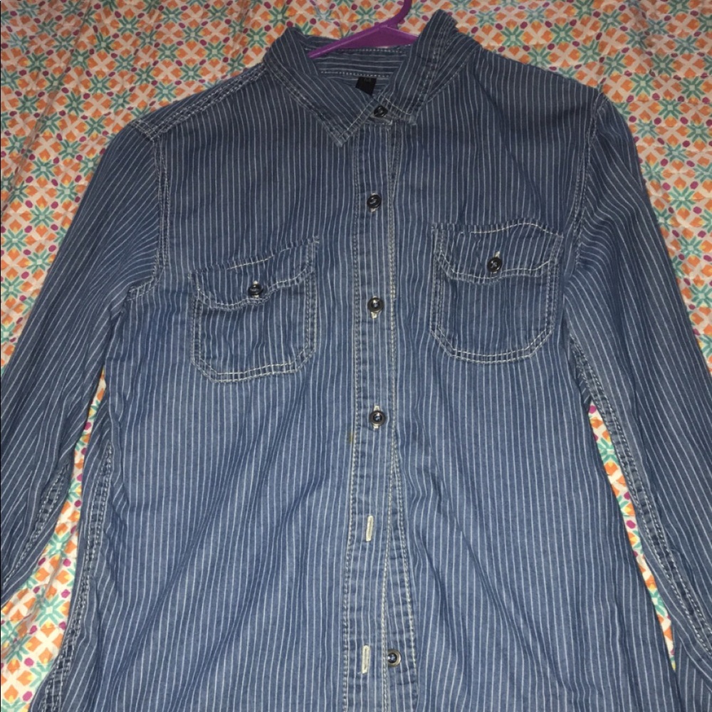 long sleeve striped Jean shirt